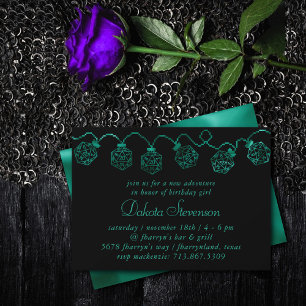 RPG Lights   Teal Green Retro Tabletop Role Player Invitation