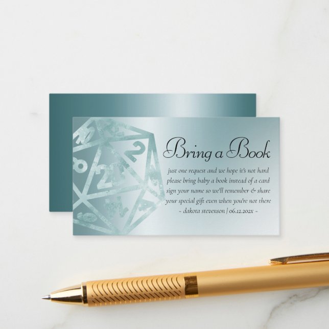 RPG Luxe | Aqua Fantasy Tabletop Gamer Baby Book Enclosure Card (Front/Back In Situ)