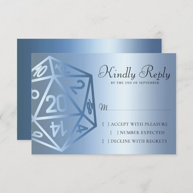RPG Luxe | Blue Sheen Fantasy Tabletop Gamer Dice RSVP Card (Front/Back)