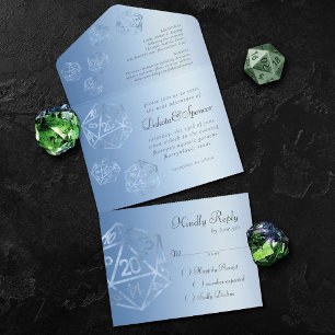 RPG Luxe Blue Sheen Tabletop Roleplayer Dice All In One Invitation