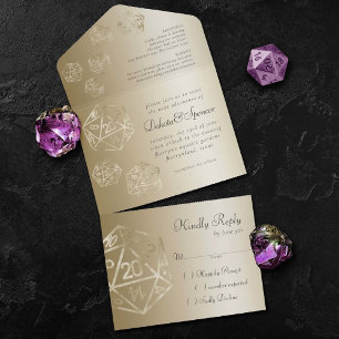 RPG Luxe   Gold Sheen Fantasy Tabletop Gamer Dice All In One Invitation
