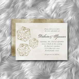 RPG Luxe Gold Smoke Tabletop Role Player Dice Invitation