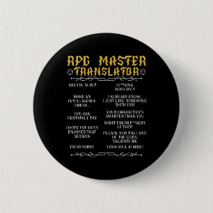 Rpg Master Translator D20 Tabletop Games Funny Rpg 6 Cm Round Badge