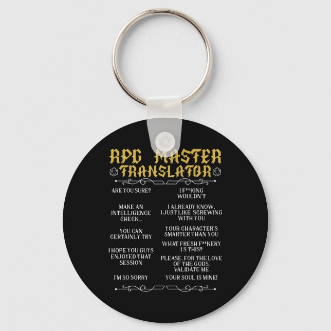 Rpg Master Translator D20 Tabletop Games Funny Rpg Key Ring (Front)