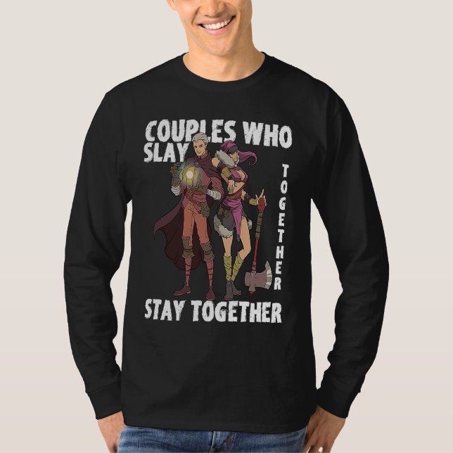 RPG Role Play  Idea Valentine's Day Gamer Couple C T-Shirt (Front)