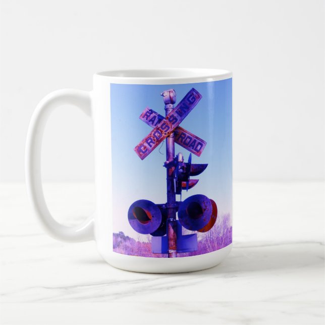 RR Train crossing in purple Coffee Mug (Left)