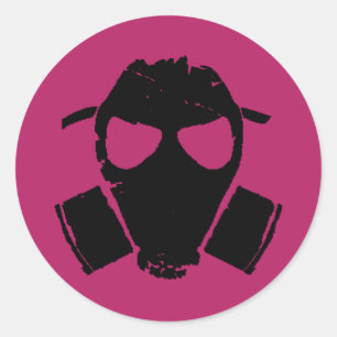 rrc - gas mask pink classic round sticker