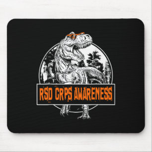Rsd Crps Awareness Dinosaur Orange Ribbon Mouse Pad