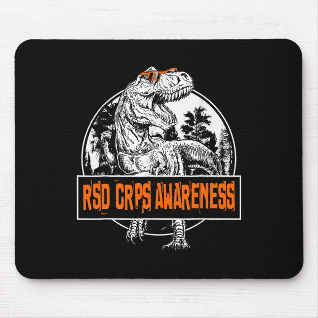 Rsd Crps Awareness Dinosaur Orange Ribbon  Mouse Pad (Front)