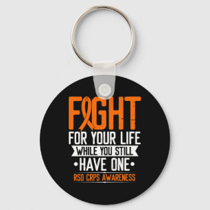 RSD CRPS Awareness Fight for Life Warrior Orange R Key Ring