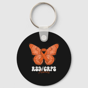 Rsd Crps Awareness Month Orange Ribbon Butterfly Key Ring