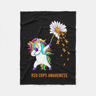 Rsd Crps Awareness Unicorn Orange Ribbon Daisy Fleece Blanket