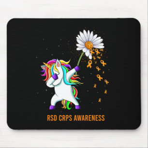 Rsd Crps Awareness Unicorn Orange Ribbon Daisy Mouse Pad