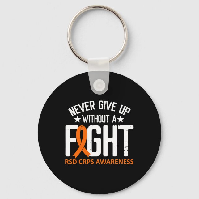 Rsd Crps Awareness Without A Fight Orange Ribbon D Key Ring (Front)