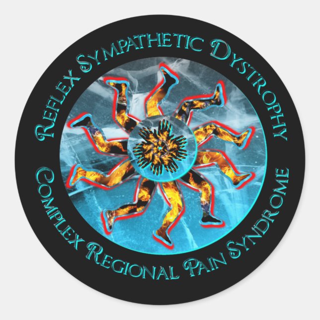 RSD/CRPS Flaming Hand & Leg Starburst Sticker (Front)