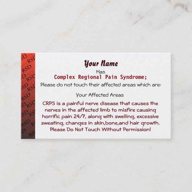 RSD/CRPS Medical Cards (Front)