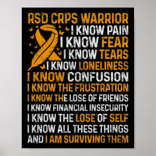Rsd Crps Warrior Orange Ribbon Crps Awareness Nove Poster