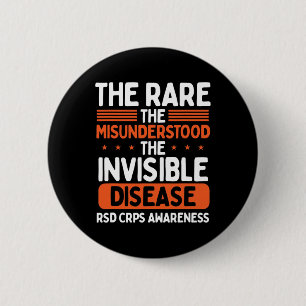 Rsd Crps Warrior Orange Ribbon Invisible Disease C 6 Cm Round Badge