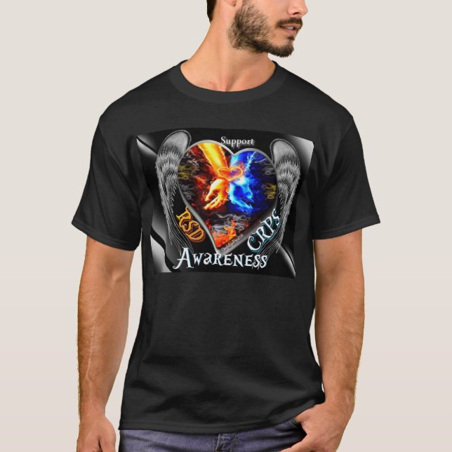 RSD CRPS Winged Flaming Hands Heart Shirt (Front)