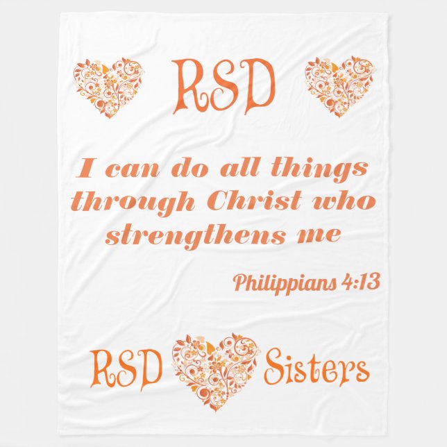 RSD hearts Bible Verse Philippians 4:13 Fleece Blanket (Front)
