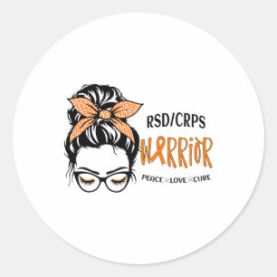 Rsdcrps Warrior Awareness Support Squad Messy Bun Classic Round Sticker