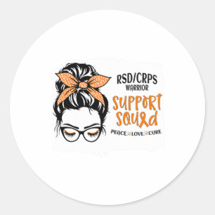 Rsdcrps Warrior Awareness Support Squad Messy Bun  Classic Round Sticker