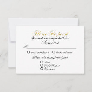 RSVP 2 Entrée Faux Gold Card