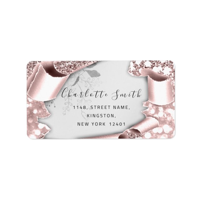  RSVP 3D Silver Frame Glitter Grey Royal Rose Label (Front)