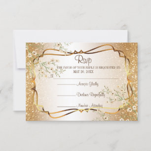 RSVP 50th Gold Glitter Anniversary Card