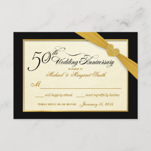 RSVP - 50th Golden Anniversary Black & Gold Card