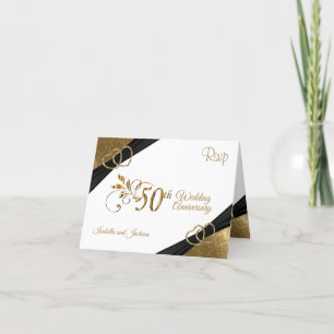 RSVP 50th Golden Anniversary - Damask Thank You Card