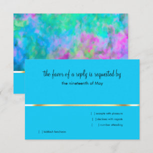 RSVP Abstract Design in Turquoise Blue Purple Aqua Invitation