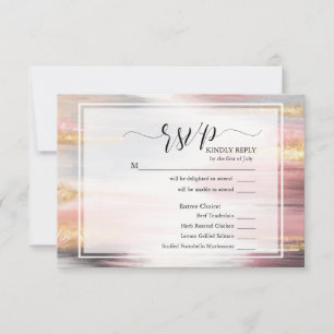 RSVP Abstract Paint Stroke Blush Gold Charcoal Card