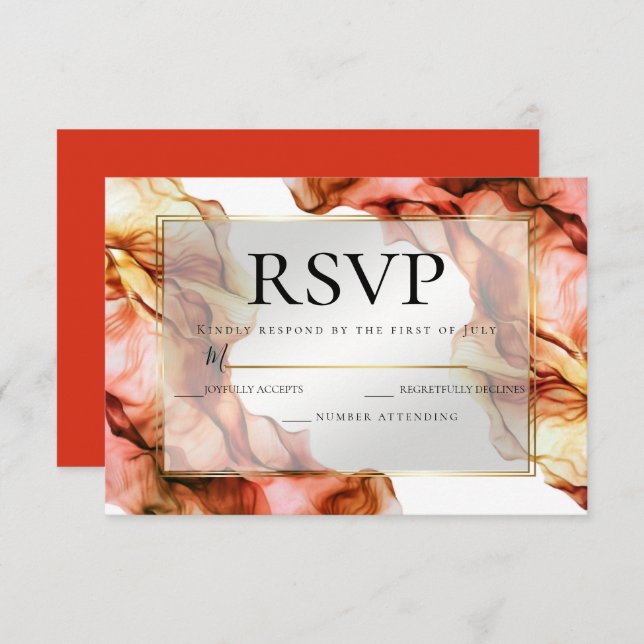 RSVP | Abstract Watercolor Autumn Colours 4 Invitation (Front/Back)