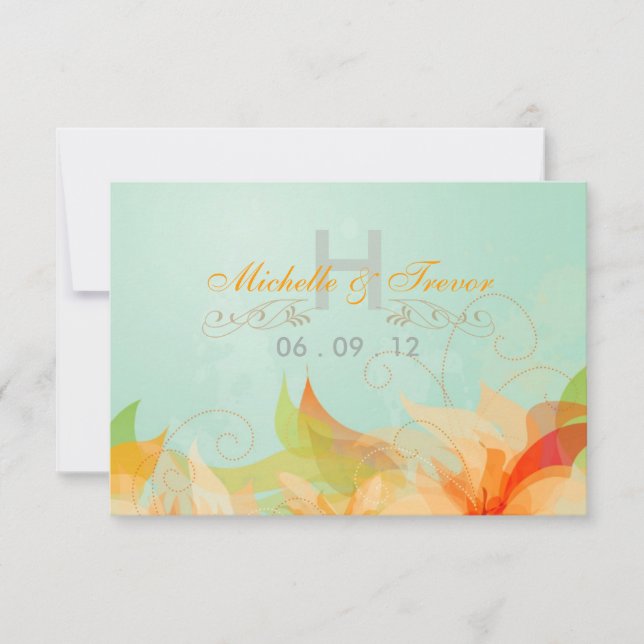 RSVP - Aqua Abstract Wedding Invitations (Front)