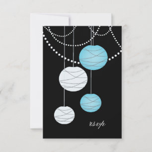 RSVP Aqua Blue Paper Lanterns Wedding Cards