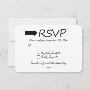 RSVP Arrow Black And White Wedding  Party Response