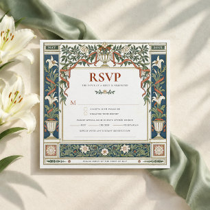 RSVP Art Nouveau Lily Square Wedding Invitation