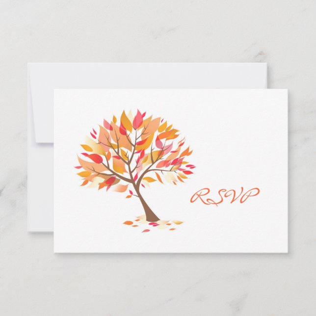 RSVP Autumn Theme Wedding Card (Front)