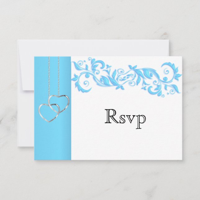 RSVP  Baby Blue Floral Swirl and White Card (Front)