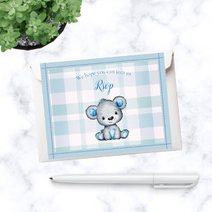 RSVP Baby Shower Cute Grey Bear
