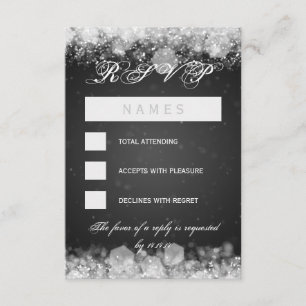 RSVP Baby Shower Night Sparkle Black Card