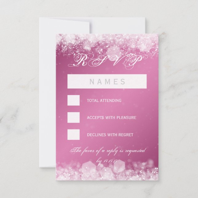 RSVP Baby Shower Night Sparkle Pink Card (Front)