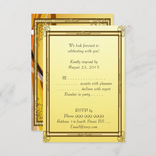 RSVP Bar Mitzvah Invitation Gold 2 (Front/Back)