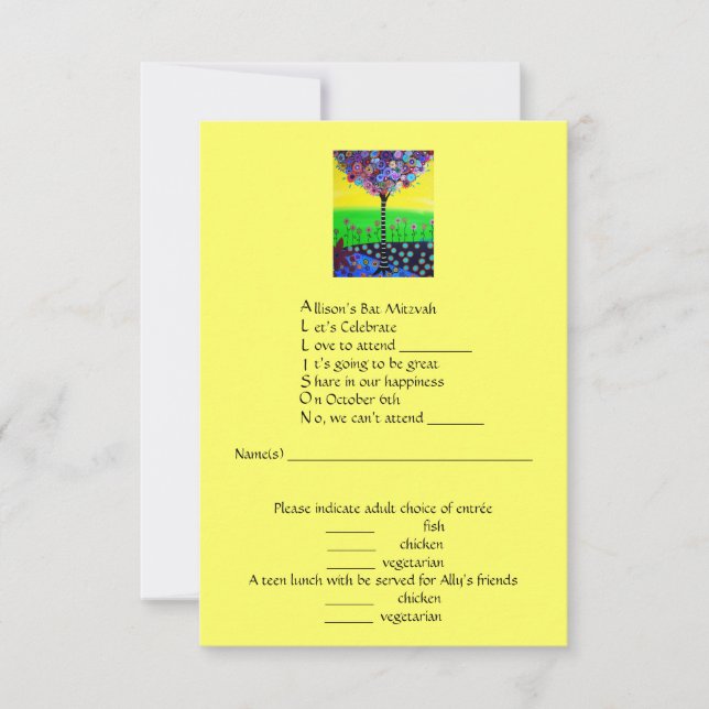 RSVP Bat Mitzvah- Allison Card (Front)