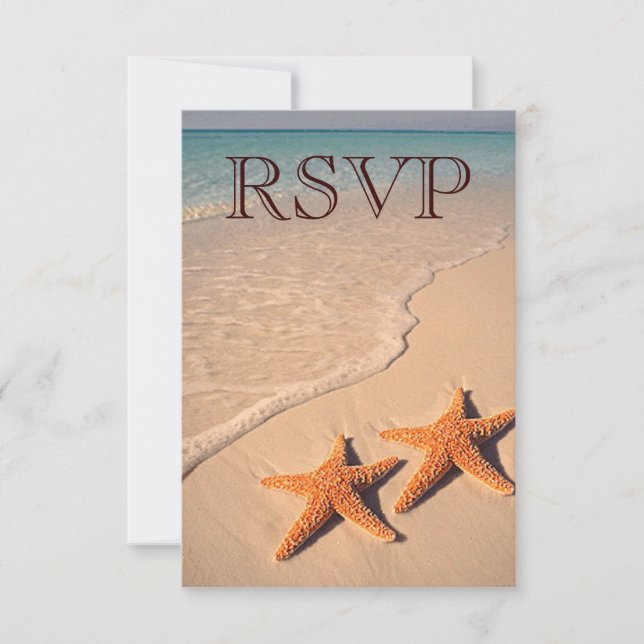 RSVP Beach Ocean Tropical Starfish Wedding RSVP In Invitation (Front)