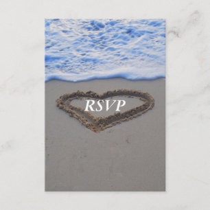 RSVP Beach Wedding Heart in Sand