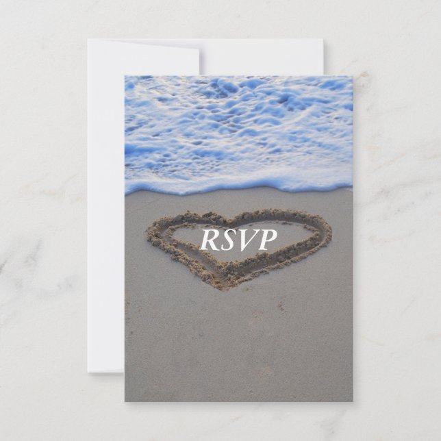 RSVP  Beach Wedding Heart in Sand Card (Front)