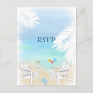 RSVP Beach Wedding Invitation Postcard
