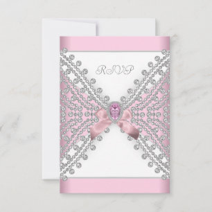 RSVP Birthday Party Pink Silver White Diamond Card
